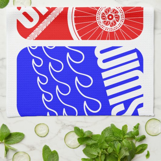 Triathlon TRI-kleurenblokken Theedoek (Gevouwen)