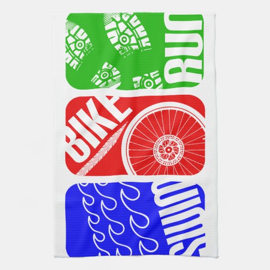 Triathlon TRI-kleurenblokken Theedoek (Verticaal)