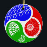 Triathlon TRI Yin Yang Keramisch Ornament<br><div class="desc">Triathlon TRI Yin Yang</div>
