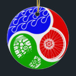 Triathlon TRI Yin Yang Keramisch Ornament<br><div class="desc">Triathlon TRI Yin Yang</div>