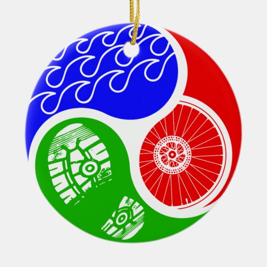 Triathlon TRI Yin Yang Keramisch Ornament (Voorkant)