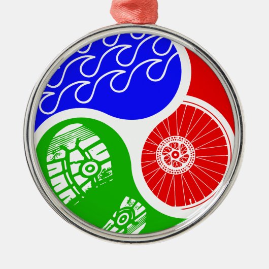 Triathlon TRI Yin Yang Metalen Ornament (Voorkant)