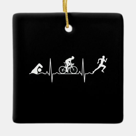 Triathlon - Triathlon - hartslag Keramisch Ornament (Voorkant)