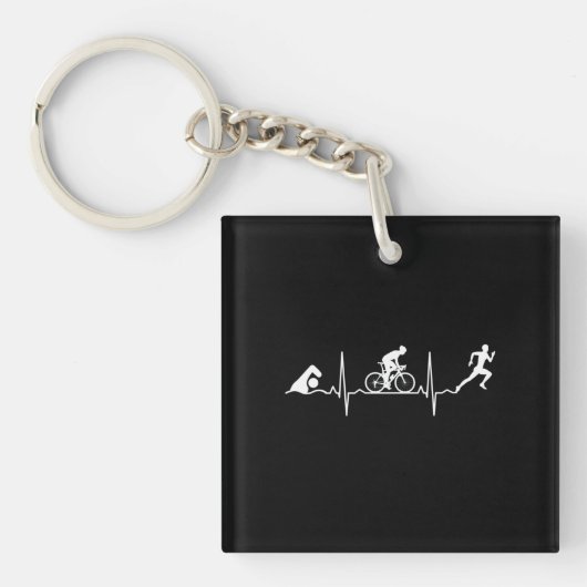 Triathlon - Triathlon - hartslag Sleutelhanger (Voorkant)