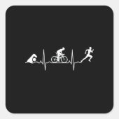 Triathlon - Triathlon - hartslag Vierkante Sticker (Voorkant)