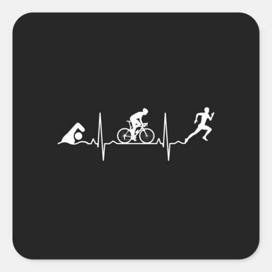 Triathlon - Triathlon - hartslag Vierkante Sticker (Voorkant)