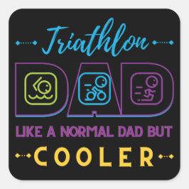 Triathlon vader, als een normale vader, maar koele vierkante sticker