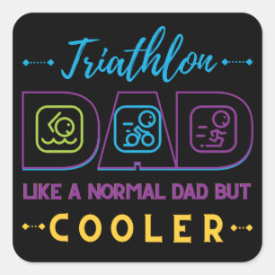 Triathlon vader, als een normale vader, maar koele vierkante sticker