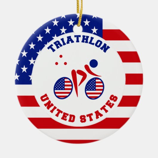 Triathlon Verenigde Staten Keramisch Ornament (Voorkant)