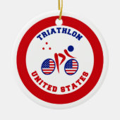 Triathlon Verenigde Staten Keramisch Ornament (Voorkant)
