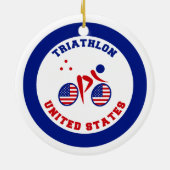 Triathlon Verenigde Staten Keramisch Ornament (Achterkant)