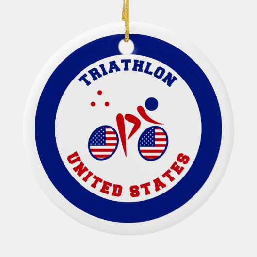 Triathlon Verenigde Staten Keramisch Ornament (Achterkant)