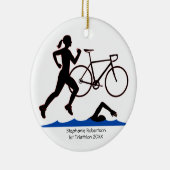 Triathlon Vrouw Keepsake Keramisch Ornament (Rechts)
