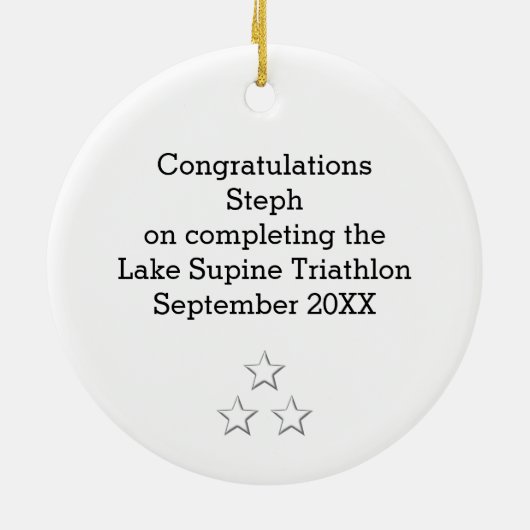 Triathlon Vrouw Keepsake Keramisch Ornament (Achterkant)