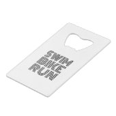 Triathlon zwart design creditkaart flessenopener (Achterkant Gekanteld)