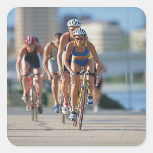 Triathloners Fietsen 2 Vierkante Sticker (Voorkant)