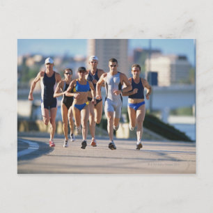 Triathloners met 5 briefkaart