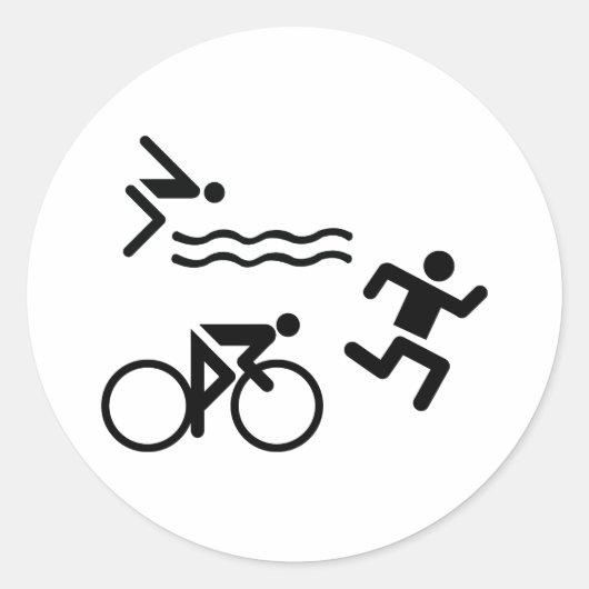 Triatholon - lopende zwemcyclus ronde sticker (Voorkant)
