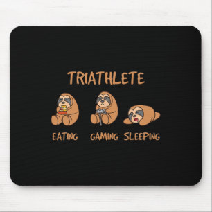 Triatleet Grappig Gaming Luiaard Spelen Video Game Muismat