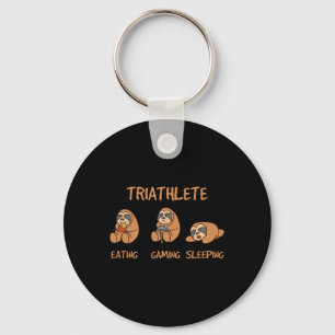 Triatleet Grappig Gaming Luiaard Spelen Video Game Sleutelhanger