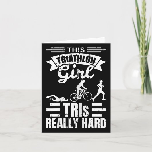 Triatleet Meisjes Grappige Triatlon Kaart (Voorkant)
