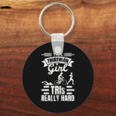 Triatleet Meisjes Grappige Triatlon Sleutelhanger (Voorkant)