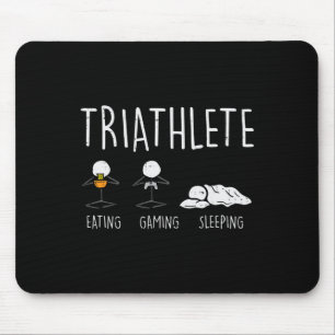 Triatleet Stickman Eet Video Game Slaap Grappig Ga Muismat