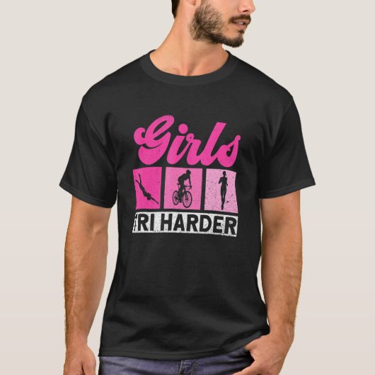 Triatleet voor meisjes Tri Harder Triathlon T-shirt (Voorkant)