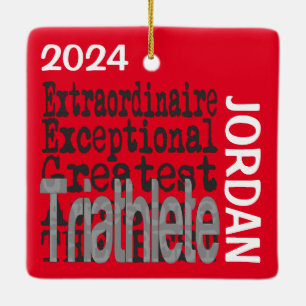 Triatlete Extraordinaire CUSTOM Keramisch Ornament