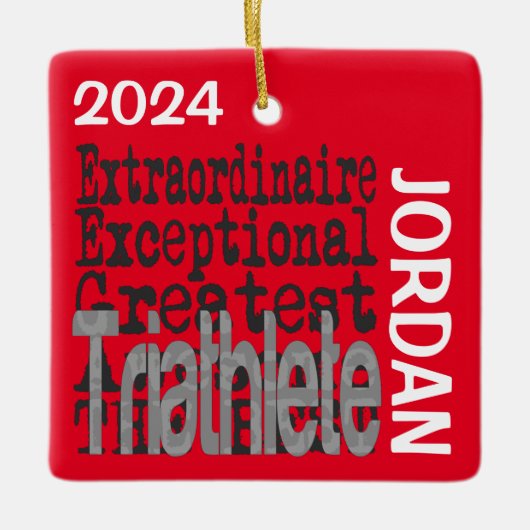 Triatlete Extraordinaire CUSTOM Keramisch Ornament (Voorkant)