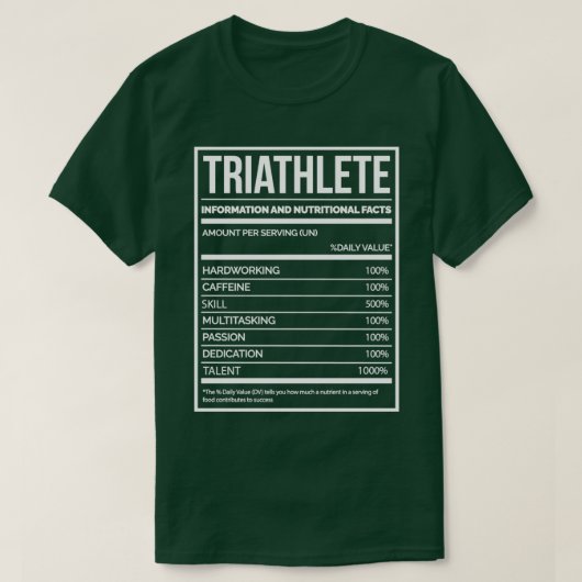 Triatlete Funny Triathlon Nutrition Label voor vro T-shirt (Design voorkant)
