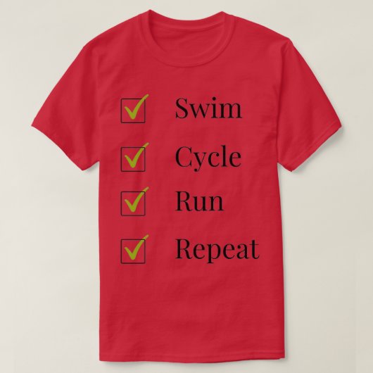 Triatlete-zwemcyclus en herhaling t-shirt (Design voorkant)