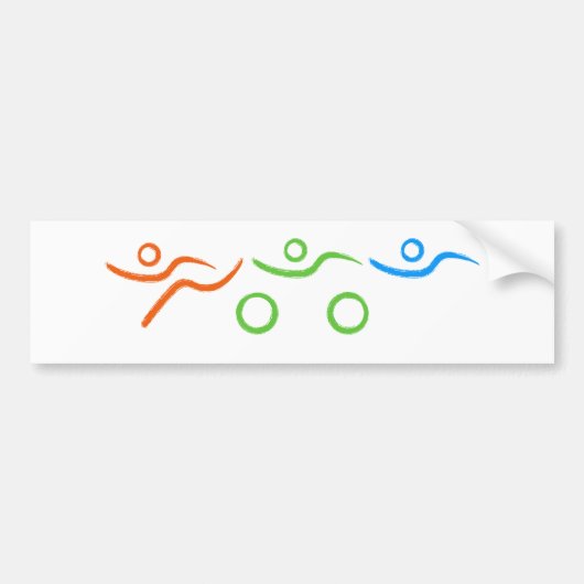 Triatlon cool en uniek ontwerp bumpersticker (Voorkant)