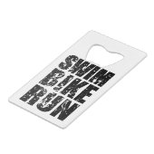 Triatlon coole logo voor alle sportliefhebbers creditkaart flessenopener (Voorkant Gekanteld)