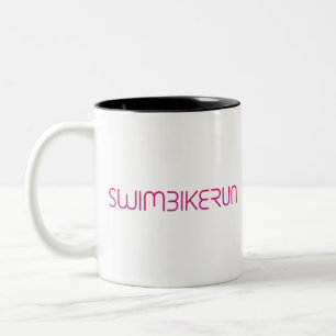 Triatlon coole logo voor alle sportliefhebbers tweekleurige koffiemok