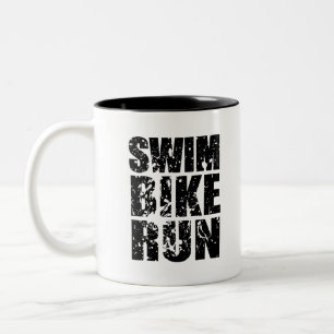 Triatlon coole logo voor alle sportliefhebbers tweekleurige koffiemok