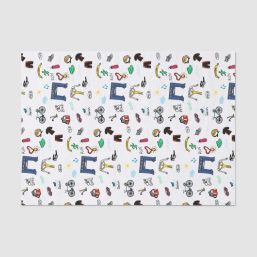 Triatlon Doodles Tissue Paper Tissuepapier (Voorkant)
