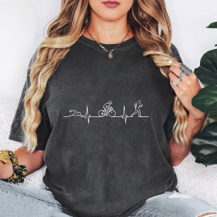 Triatlon Hartslag EKG Zwemmen Fietsen Lopen Cadeau T-shirt