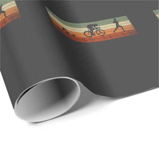 Triatlon Heartbeat-zwemfietser draaiend Athle Cadeaupapier (Rol Hoek)