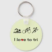 Triatlon icons onderschrift liefde voor tri sleutelhanger (Voorkant)