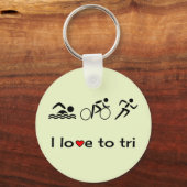 Triatlon icons onderschrift liefde voor tri sleutelhanger (Voorkant)