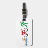 Triatlon-logo-pictogrammen in kleur bagagelabel (Voorkant verticaal)