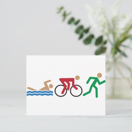 Triatlon-logo-pictogrammen in kleur briefkaart (Staand voorkant)