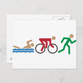 Triatlon-logo-pictogrammen in kleur briefkaart (Voorkant / Achterkant)