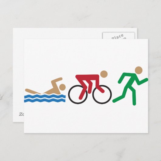 Triatlon-logo-pictogrammen in kleur briefkaart (Voorkant / Achterkant)