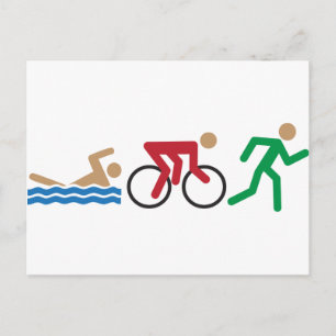Triatlon-logo-pictogrammen in kleur briefkaart