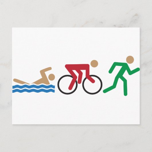 Triatlon-logo-pictogrammen in kleur briefkaart (Voorkant)