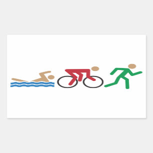 Triatlon-logo pictogrammen in kleurensticker rechthoekige sticker