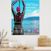 triatlon met open water zwemmen, draaiende vlucht poster (Keuken)