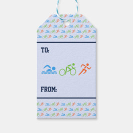 Triatlon patroon sportief thema cadeaulabel